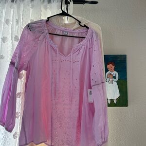Old Navy Light Purple Embroidered Blouse